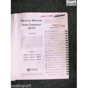 Dodge Colt Plymouth Champ 1979 FACTORY Service Manual USED