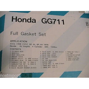 Honda Civic 1300 EJ     FULL Engine Gasket Set      1979-1982