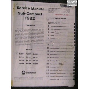 Dodge Colt 1982 Shop Manual "Subcompact" USED  reboundl